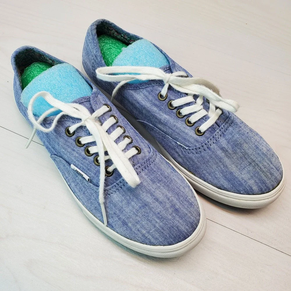 Vans Authentic Low Top Denim Floral Print Sneakers Women US 8.5